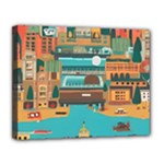 City Painting Town Urban Artwork Canvas 14  x 11  (Stretched)