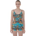 City Painting Town Urban Artwork Tie Front Two Piece Tankini