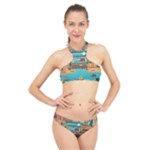 City Painting Town Urban Artwork High Neck Bikini Set