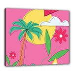 Ocean Watermelon Vibes Summer Surfing Sea Fruits Organic Fresh Beach Nature Canvas 24  x 20  (Stretched)