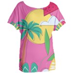Ocean Watermelon Vibes Summer Surfing Sea Fruits Organic Fresh Beach Nature Women s Oversized T-Shirt