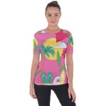 Ocean Watermelon Vibes Summer Surfing Sea Fruits Organic Fresh Beach Nature Shoulder Cut Out Short Sleeve Top