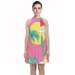 Ocean Watermelon Vibes Summer Surfing Sea Fruits Organic Fresh Beach Nature Velvet Halter Neckline Dress 