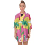 Ocean Watermelon Vibes Summer Surfing Sea Fruits Organic Fresh Beach Nature Half Sleeve Chiffon Kimono