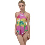 Ocean Watermelon Vibes Summer Surfing Sea Fruits Organic Fresh Beach Nature Go with the Flow One Piece Swimsuit