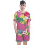 Ocean Watermelon Vibes Summer Surfing Sea Fruits Organic Fresh Beach Nature Men s Mesh T-Shirt and Shorts Set