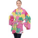 Ocean Watermelon Vibes Summer Surfing Sea Fruits Organic Fresh Beach Nature Long Sleeve Velvet Kimono 