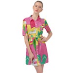 Ocean Watermelon Vibes Summer Surfing Sea Fruits Organic Fresh Beach Nature Belted Shirt Dress