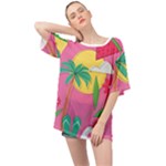 Ocean Watermelon Vibes Summer Surfing Sea Fruits Organic Fresh Beach Nature Oversized Chiffon Top