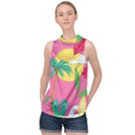 Ocean Watermelon Vibes Summer Surfing Sea Fruits Organic Fresh Beach Nature High Neck Satin Top