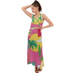 Ocean Watermelon Vibes Summer Surfing Sea Fruits Organic Fresh Beach Nature V-Neck Chiffon Maxi Dress