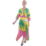 Ocean Watermelon Vibes Summer Surfing Sea Fruits Organic Fresh Beach Nature Quarter Sleeve Wrap Front Maxi Dress