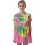 Ocean Watermelon Vibes Summer Surfing Sea Fruits Organic Fresh Beach Nature Kids  Short Sleeve Pinafore Style Dress