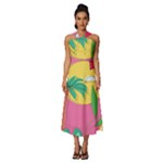 Ocean Watermelon Vibes Summer Surfing Sea Fruits Organic Fresh Beach Nature Sleeveless Cross Front Cocktail Midi Chiffon Dress