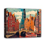 London England Bridge Europe Buildings Architecture Vintage Retro Town City Deluxe Canvas 14  x 11  (Stretched)