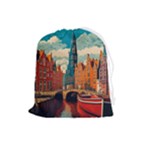 London England Bridge Europe Buildings Architecture Vintage Retro Town City Drawstring Pouch (Large)