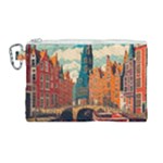 London England Bridge Europe Buildings Architecture Vintage Retro Town City Canvas Cosmetic Bag (Large)