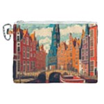 London England Bridge Europe Buildings Architecture Vintage Retro Town City Canvas Cosmetic Bag (XL)