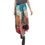 London England Bridge Europe Buildings Architecture Vintage Retro Town City Velour Split Maxi Skirt