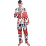 Health Gut Health Intestines Colon Body Liver Human Lung Junk Food Pizza Men s Long Sleeve Satin Pajamas Set