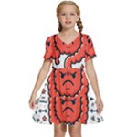 Health Gut Health Intestines Colon Body Liver Human Lung Junk Food Pizza Kids  Short Sleeve Tiered Mini Dress