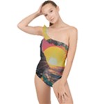 Pretty Art Nice Frilly One Shoulder Swimsuit