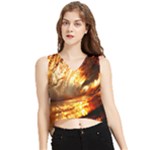 Wave Art Mood Water Sea Beach V-Neck Cropped Tank Top