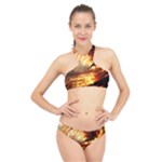 Wave Art Mood Water Sea Beach High Neck Bikini Set