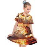 Wave Art Mood Water Sea Beach Kids  Short Sleeve Shirt Dress