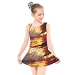 Wave Art Mood Water Sea Beach Kids  Skater Dress Swimsuit