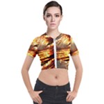 Wave Art Mood Water Sea Beach Short Sleeve Cropped Jacket