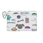 Cat Dog Pet Doodle Cartoon Sketch Cute Kitten Kitty Animal Drawing Pattern Canvas Cosmetic Bag (Medium)