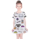 Cat Dog Pet Doodle Cartoon Sketch Cute Kitten Kitty Animal Drawing Pattern Kids  Simple Cotton Dress