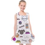 Cat Dog Pet Doodle Cartoon Sketch Cute Kitten Kitty Animal Drawing Pattern Kids  Cross Back Dress