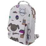 Cat Dog Pet Doodle Cartoon Sketch Cute Kitten Kitty Animal Drawing Pattern Flap Pocket Backpack (Small)