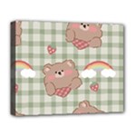 Bear Cartoon Pattern Strawberry Rainbow Nature Animal Cute Design Deluxe Canvas 20  x 16  (Stretched)