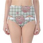 Bear Cartoon Pattern Strawberry Rainbow Nature Animal Cute Design Classic High-Waist Bikini Bottoms