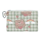 Bear Cartoon Pattern Strawberry Rainbow Nature Animal Cute Design Canvas Cosmetic Bag (Large)