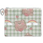Bear Cartoon Pattern Strawberry Rainbow Nature Animal Cute Design Canvas Cosmetic Bag (XXL)