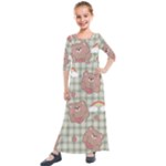 Bear Cartoon Pattern Strawberry Rainbow Nature Animal Cute Design Kids  Quarter Sleeve Maxi Dress