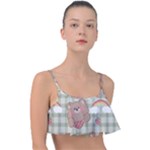 Bear Cartoon Pattern Strawberry Rainbow Nature Animal Cute Design Frill Bikini Top