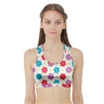 Abstract Art Pattern Colorful Artistic Flower Nature Spring Sports Bra with Border