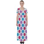 Abstract Art Pattern Colorful Artistic Flower Nature Spring High Waist Short Sleeve Maxi Dress