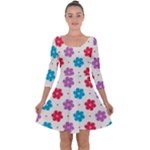 Abstract Art Pattern Colorful Artistic Flower Nature Spring Quarter Sleeve Skater Dress