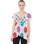 Abstract Art Pattern Colorful Artistic Flower Nature Spring Lace Front Dolly Top