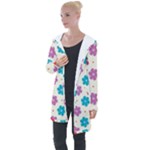 Abstract Art Pattern Colorful Artistic Flower Nature Spring Longline Hooded Cardigan