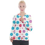 Abstract Art Pattern Colorful Artistic Flower Nature Spring Casual Zip Up Jacket