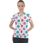Abstract Art Pattern Colorful Artistic Flower Nature Spring Short Sleeve Zip Up Jacket