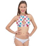 Abstract Art Pattern Colorful Artistic Flower Nature Spring Cross Front Halter Bikini Top