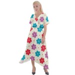 Abstract Art Pattern Colorful Artistic Flower Nature Spring Cross Front Sharkbite Hem Maxi Dress